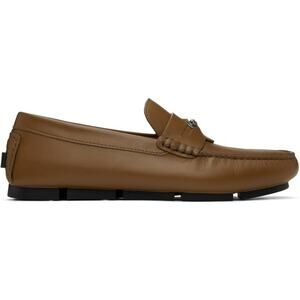 Versace NIB Medusa Biggie Driver Loafers in Dark Toffee Size 44